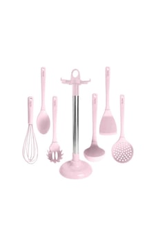 Tantitoni Pembe 7 Parça Standlı Silikon Servis Seti pembe Tantitoni Pembe 7 Parça Standlı Silikon Servis Seti pembe