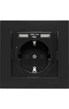 Mutlusan Rita İkili Usb li Topraklı Priz Siyah Mutlusan Rita İkili Usb li Topraklı Priz Siyah