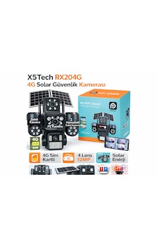 X5tech Rx204g 4g Solar 4 Lensli Sim Kartlı E-sim Güvenlik Kamerası