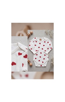 Deniva Kids %100 Pamuklu Kalp Baskılı Fitilli Uzun Kol Bebek Body Zıbın - Beyaz 1 Yaş Deniva Kids %100 Pamuklu Kalp Baskılı Fitilli Uzun Kol Bebek Body Zıbın - Beyaz 1 Yaş