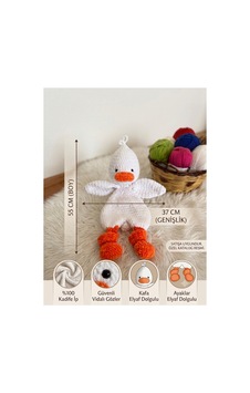 El Örgüsü Uyku Arkadaşı Büyük Boy 55 Cm Peluş Ördek Oyuncak Hediyelik Beyaz Beyaz