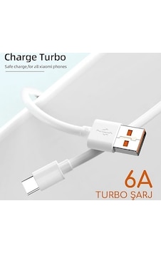 Xiaomi 6A Type-C Turbo Hızlı Şarj Kablosu Beyaz Xiaomi 6A Type-C Turbo Hızlı Şarj Kablosu Beyaz