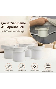 4& Apos Lü Çarşaf Sabitleyici Kaydırmaz Aparat, Dört Köşeden Kilitleyen Şeffaf Akıllı Çarşaf Tutu Renkli 4& Apos Lü Çarşaf Sabitleyici Kaydırmaz Aparat, Dört Köşeden Kilitleyen Şeffaf Akıllı Çarşaf Tutu Renkli