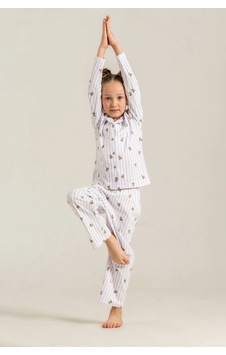 Moda Dua Rolypoly Rp3913-g Kız Çocuk Gömlek Pijama Takım Lila