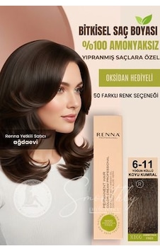 Renna Amonyaksız Bitkisel Yıpranmış Saçlar İçin Saç Boyası 6-11 Yoğun Koyu Küllü Kumral 60ml Renna Amonyaksız Bitkisel Yıpranmış Saçlar İçin Saç Boyası 6-11 Yoğun Koyu Küllü Kumral 60ml