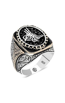 Gümüş Tuğra Oval Erkek Yüzük - 555892686 Gümüş Tuğra Oval Erkek Yüzük - 555892686