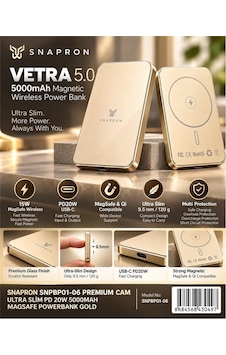 Snapron Snppb01-06 Gold 5000 Mah Pd 20w Usb- C Magsafe Ultra Silim Magnetic Wireless Siyah Snapron Snppb01-06 Gold 5000 Mah Pd 20w Usb- C Magsafe Ultra Silim Magnetic Wireless Siyah