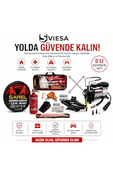 5 Li Araç Acil Durum Seti Kriko Takviye Kablosu Kompresör Bijon Anahtarı Trafik Seti Yangın Tüpü 5 Li Araç Acil Durum Seti Kriko Takviye Kablosu Kompresör Bijon Anahtarı Trafik Seti Yangın Tüpü