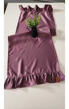 Cemre Saten 2-kenar Fırfırlı Vintage Runner Örtü Mürdüm 40x110