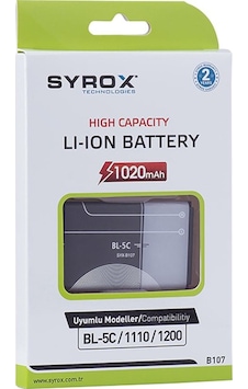 Nokia Bl 5C Pil Batarya Syrox Marka Nokia Bl 5C Pil Batarya Syrox Marka