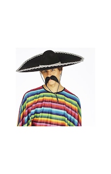 Sombrero Meksika Şapkası Gümüş Şeritli Yetişkin Boy Sombrero Meksika Şapkası Gümüş Şeritli Yetişkin Boy