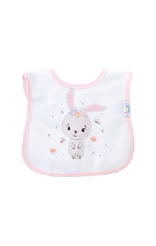 Ekebaby Desenli Baskılı Mama Önlüğü 11942 Bej - Pembe