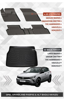 Sahler Opel Grandland 2017-2024 Uyumlu 4.5d Premium Havuzlu Oto Paspas Ve Liner Marka 3d Alt Bagaj H