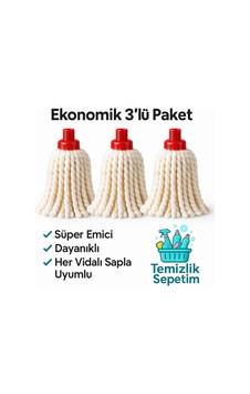 Süper Emici & Dayanıklı Mikrofiber Mop Başlığı Ekonomik 3 Lü Paket Süper Emici & Dayanıklı Mikrofiber Mop Başlığı Ekonomik 3 Lü Paket