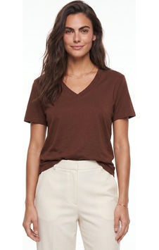 Onloox Kadın Kahverengi Kahverengi Organik Pamuklu Derin V Yakalı Comfort Fit Kısa Kollu Örme T-shirt Onloox Kadın Kahverengi Kahverengi Organik Pamuklu Derin V Yakalı Comfort Fit Kısa Kollu Örme T-shirt