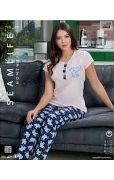Seamlife 35638 Kadın Kısa Kol Pamuk Pijama Takımı Çok Renkli Seamlife 35638 Kadın Kısa Kol Pamuk Pijama Takımı Çok Renkli