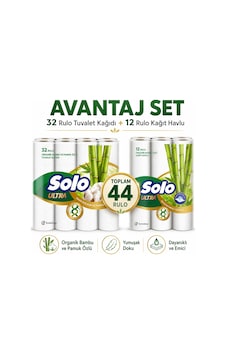 Solo Ultra Kağıt Havlu 12 Li Rulo + 32 Rulo Tuvalet Kağıdı Solo Ultra Kağıt Havlu 12 Li Rulo + 32 Rulo Tuvalet Kağıdı