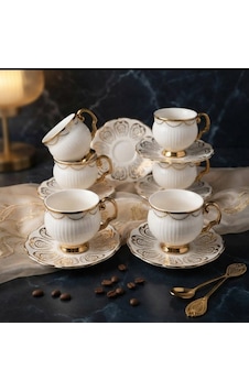 Artworks 12 Parça Gold Detaylı Porselen Kahve Fincan Takımı 6 Kişilik Altın Artworks 12 Parça Gold Detaylı Porselen Kahve Fincan Takımı 6 Kişilik Altın