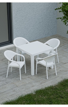 90x90 Cm Rattan 4 Kişilik Masa Takımı Camsız Bambu Sandalye Bahçe Teras Takımı Oturma Grubu Beyaz 90x90 Cm Rattan 4 Kişilik Masa Takımı Camsız Bambu Sandalye Bahçe Teras Takımı Oturma Grubu Beyaz