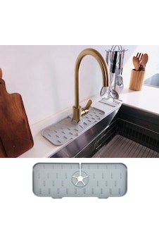Plentiful Lavabo İçin Silikon Esnek Mat Musluk Sapı Damlama Tutucu Raf Mutfak Tezgahı Sıçrama Koruma Inox