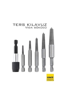 Bits Uzatmalı Ters Kılavuz 6 Lı Set Saf Çelik Kırık Civata Vida Sökücü Bits Uzatmalı Ters Kılavuz 6 Lı Set Saf Çelik Kırık Civata Vida Sökücü
