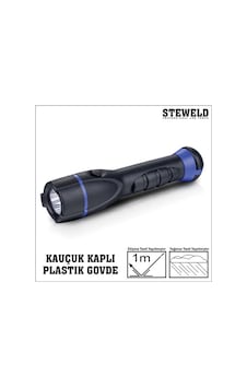 Steweld 961B Kauçuk Kaplı Plastik Gövde Led El Feneri 170X36Mm Siyah Steweld 961B Kauçuk Kaplı Plastik Gövde Led El Feneri 170X36Mm Siyah