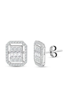 Modern Tasarım 1.53 Ct Baget Kare Tektaş  Küpe