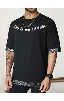 Altamira Erkek Siyah Attitude Baskılı Desenli Oversize T-shirt 001 Altamira Erkek Siyah Attitude Baskılı Desenli Oversize T-shirt 001