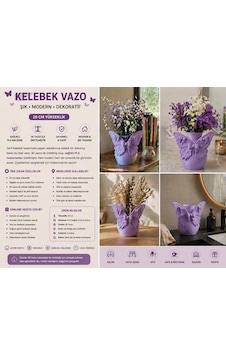 Kelebek Figürlü Dekoratif Vazo 20 Cm 3d Baskı Modern Çiçeklik Şık Tasarım Pla Sağlıklı Malzeme Çok Renkli Kelebek Figürlü Dekoratif Vazo 20 Cm 3d Baskı Modern Çiçeklik Şık Tasarım Pla Sağlıklı Malzeme Çok Renkli