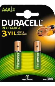DURACELL İNCE PİL 750 MAH. ŞARJLI (2Lİ BLS) 2Lİ Nİ-MH 1,2 VOLT VE KATLARI
