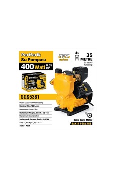 Sgs5381 - Periferik Su Pompası 400 Watt 0.55 Hp - 35 Metre - Bakır Sargı Motor Sgs5381 - Periferik Su Pompası 400 Watt 0.55 Hp - 35 Metre - Bakır Sargı Motor