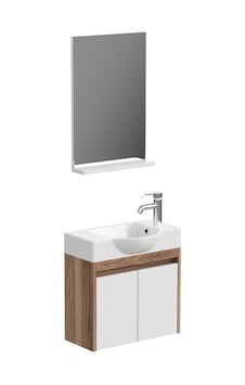 Aqua Bagno Minizia Banyo Dolabı 55 X 32 Cm. Doğal Ceviz -beyaz ,lavabo Dahil Abs.50.35.06.03 Ceviz - Beyaz Aqua Bagno Minizia Banyo Dolabı 55 X 32 Cm. Doğal Ceviz -beyaz ,lavabo Dahil Abs.50.35.06.03 Ceviz - Beyaz