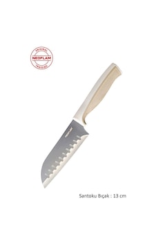 Fika Microban Santoku Bıçak 13cm, Bej Bej Fika Microban Santoku Bıçak 13cm, Bej Bej