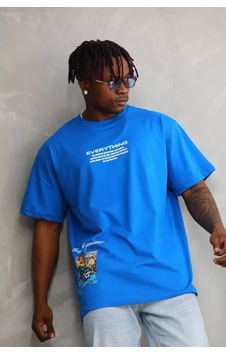 Modi Green Baskılı Unisex Günlük Stil İndigo Mavi Su Bazlı Oversize Tişört Modi Green Baskılı Unisex Günlük Stil İndigo Mavi Su Bazlı Oversize Tişört