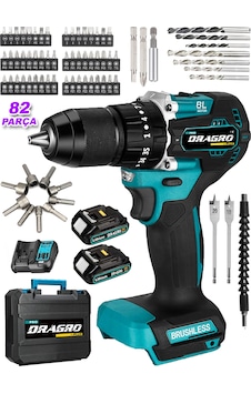 Dragro Alman DRG-799 Pro 799 VF 30 AH Darbeli Çelik Mandren Kömürsüz Motor Çift Akülü Şarjlı Vidalama Makinesi Dragro Alman DRG-799 Pro 799 VF 30 AH Darbeli Çelik Mandren Kömürsüz Motor Çift Akülü Şarjlı Vidalama Makinesi