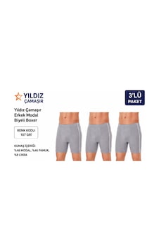 Yıldız Çamaşır Erkek Modal Biyeli Boxer 105-106-107-108-109 - 3 Adet Gri Yıldız Çamaşır Erkek Modal Biyeli Boxer 105-106-107-108-109 - 3 Adet Gri