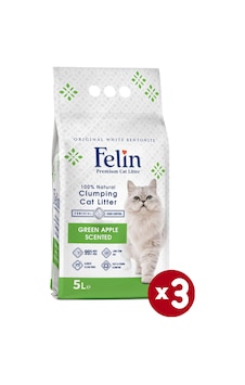 Felin Yeşil Elma Kokulu Topaklaşan Bentonit Kedi Kumu 3 x 5 L Felin Yeşil Elma Kokulu Topaklaşan Bentonit Kedi Kumu 3 x 5 L
