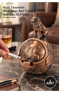 3 Adet Metal Küllük Kurt Tasarımlı Masaüstü Kül Tablası, Ashtray Alk6402 3 Adet Metal Küllük Kurt Tasarımlı Masaüstü Kül Tablası, Ashtray Alk6402