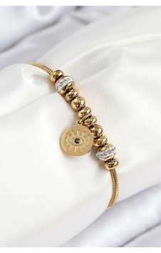 Mey İthalat 316l Çelik Zirkon Taşlı Göz Charm Model Gold Renk Kadın Bileklik Çok Renkli Mey İthalat 316l Çelik Zirkon Taşlı Göz Charm Model Gold Renk Kadın Bileklik Çok Renkli