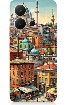 Vivo Y36 Uyumlu Eski Cami Ve Mahalle Desenli Silikon Kılıf