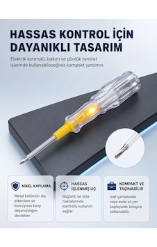 Ers Elektrik Test Kalemi Neon Işıklı Nikel Kaplama 110-220v Dirençli Ers Elektrik Test Kalemi Neon Işıklı Nikel Kaplama 110-220v Dirençli