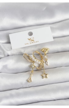 E Bulurum Pirinç Gold Renk Zirkon Taşlı Gece Temalı 3'lü Kadın Küpe Çok Renkli E Bulurum Pirinç Gold Renk Zirkon Taşlı Gece Temalı 3'lü Kadın Küpe Çok Renkli