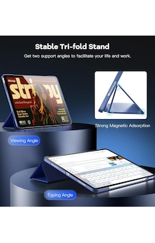 Apple iPad Uyumlu Air 13inç M4/m3/m2 İle Uyumlu Kılıf Pu Deri Standlı Case 2026-2024 Sku: Zeusb0dxvd1l8q Arka Kapak