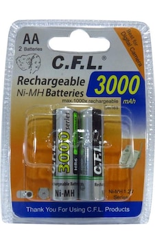 ŞARJLI PİL AA KALEM 3000MAH Nİ-MH (2 ADET) CFL