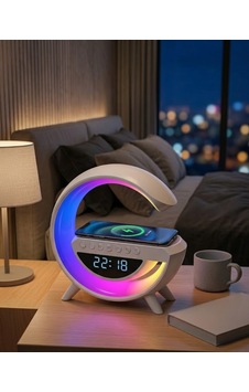 Kablosuz Şarjlı Led Işıklı Masa Saati Bluetooth Hoparlör Alarm Fonksiyonlu Belirtilmemis Kablosuz Şarjlı Led Işıklı Masa Saati Bluetooth Hoparlör Alarm Fonksiyonlu Belirtilmemis