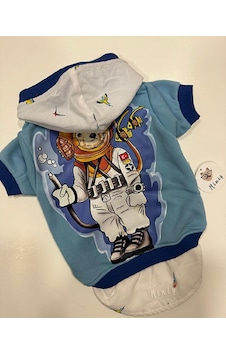 Mavi Gömlek Detaylı Kapşonlu Sweatshirt