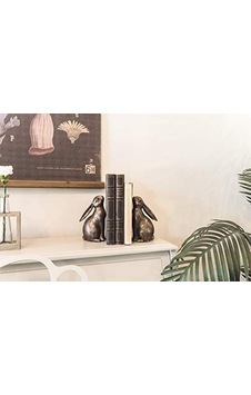 Creative Co-op Bronz Reçine Tavşan Şekilli 2&apos Li Set Kitap Desteği, 2 Adet