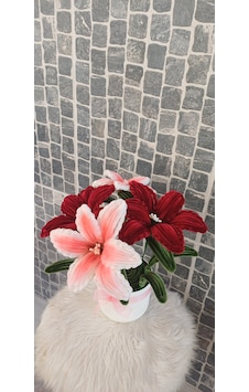 35 Cm- Saksılı Solmaz Yapay Çiçek - Geçmiş Olsun Çiçeği , Anneler Günü , Ev Hediyesi Beyaz - Bordo 35 Cm- Saksılı Solmaz Yapay Çiçek - Geçmiş Olsun Çiçeği , Anneler Günü , Ev Hediyesi Beyaz - Bordo
