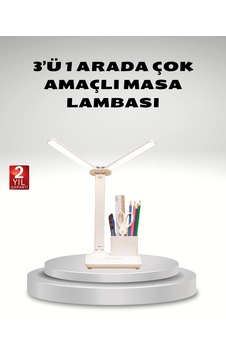 Kısılabilir Led Masa Lambası Kalemlik Ve Telefon Standlı, Göz Yormayan Işık Düz Renkli