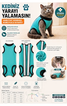 Kedi Ameliyat Sonrası Kıyafeti Cırtlı Koruyucu Tulum Yara Koruma Ve İyileşme Destekleyici Kedi Ameliyat Sonrası Kıyafeti Cırtlı Koruyucu Tulum Yara Koruma Ve İyileşme Destekleyici